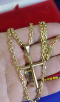 Pingente Cruz Oca com Fio Ouro 18 Kilates 6.30 Gramas 44 mm Tubo 4 mm