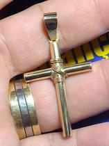 Pingente Cruz Ouro 18 Kilates 6.40 Gramas Oco Tubo 4 mm 40mm = 4 Cm