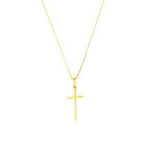 Pingente Cruz Ouro 18k Crucifixo Palito Espelhado Liso Unissex R011