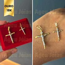 Pingente Cruz Ouro 18k Crucifixo Religioso Pingente Ouro Branco Pingente Cruz Ouro 18k Crucifixo Religioso Pingente Ouro Branco