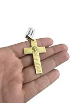 Pingente cruz pai nosso m - banhado a ouro 18k