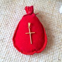 Pingente Cruz Palito 15x30mm Folheado Ouro 18K Pi100