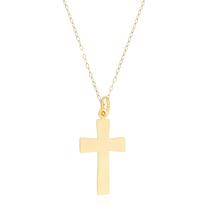 Pingente Cruz Polida Com Corrente Americana Em Ouro 18k Pingente Cruz Polida Com Corrente Americana Em Ouro 18k