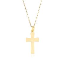 Pingente Cruz Polida Com Corrente Cart er Em Ouro 18k