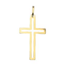 Pingente Cruz Vada Com Bordas Largas 3Cm Em Ouro 18K Pingente Cruz Vada Com Bordas Largas 3Cm Em Ouro 18K