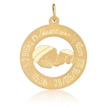 Pingente Data Hora Peso Bebe Nascimento Nome Ouro 10k P102