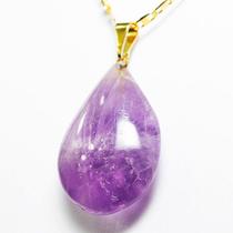 Pingente de Ametista Natural em Formato de Gota com Pino Dourado - Atacado