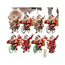 Pingente De Bicicleta De Madeira De Natal Papai Noel 8/16/24 Peças Decoração Plana 2D Para Árvore Pingente De Bicicleta De Madeira De Natal Papai Noel 8/16/24 Peças Decoração Plana 2D Para Árvore