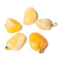 Pingente de Calcita Mexicana Rolada com Pino Dourado - 05 Unidades