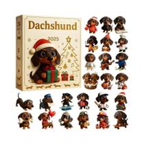Pingente De Cão Dachshund Fofo De Natal, Figuras Colecionáveis De Acrílico 2D Para Calendário Do