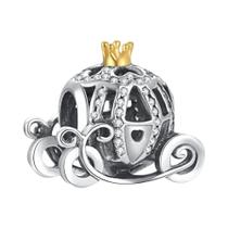 Pingente De Carruagem De Abóbora Do Papai Noel Em Prata Esterlina 925 Para Pulseira Original