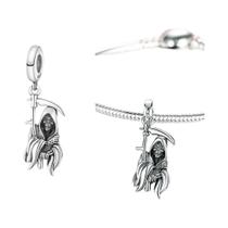 Pingente De Caveira Fantasma De Halloween Em Prata Esterlina 925 Para Pulseira DIY, Presente De