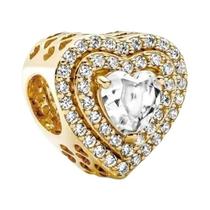 Pingente De Charme Coração Rosa Amor Trevo Em Prata Esterlina 925 Compatível Com Pulseira Pandora