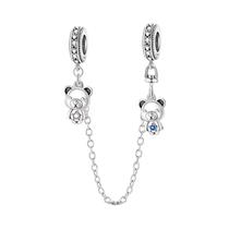 Pingente De Charme De Capivara Em Prata Esterlina 925 Para Mulheres, Corrente De Segurança Com