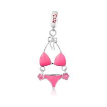 Pingente De Charme Em Prata 925 Com Contas Rosa Para Pulseira Barbie, Joia Feminina Amuleto