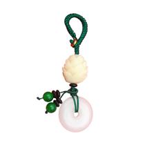 Pingente de chaveiro Creative White Jade Lotus Peace Disc Pingente de chaveiro Creative White Jade Lotus Peace Disc