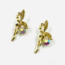 Pingente de Chinelo Fada Strass 34x15mm Metal Dourado 12pçs
