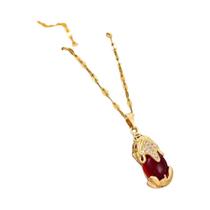 Pingente De Colar Pixiu Amuleto Da Sorte Em Cobre Com Zircônia Imitando Rubi Criatura Mítica Chinesa