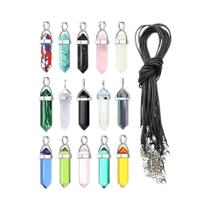 Pingente De Cristal Hexagonal De Quartzo Com Corrente De Couro E Bolsa De Armazenamento 40PCS 30PCS Pingente De Cristal Hexagonal De Quartzo Com Corrente De Couro E Bolsa De Armazenamento 40PCS 30PCS
