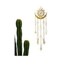 Pingente De Cristal Lua Chama Dourada, Apanhador De Luz Solar, Decorações Coloridas Para Jardim