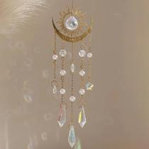 Pingente de Cristal "Ouro Chama Lua" - Colecionador de Luz Solar para Jardim