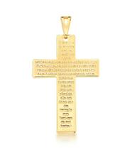 Pingente de cruz com escrita pai nosso