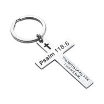 Pingente De Cruz Em Aço Inoxidável Com Versículo Bíblico Cristão, Chaveiro Religioso Com Salmo,