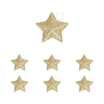 Pingente De Estrela Dourada Com Glitter Para Árvore De Natal 5CM Decorações Para Festas Em Casa