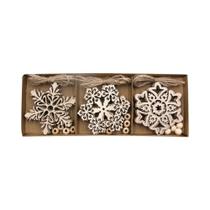 Pingente De Floco De Neve De Madeira Vintage 12 Peças Enfeites De Natal Para Pendurar Decorações DIY