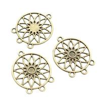 Pingente De Flor Em Liga De Bronze Prateado Antigo, Conector De Joias DIY Pequeno Vintage