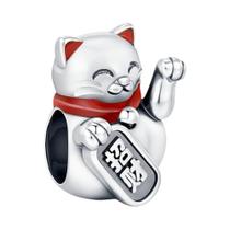 Pingente De Gato Da Sorte Com Contas Em Prata Esterlina 925 Para Pulseira DIY, Joias, Decoração De Pingente De Gato Da Sorte Com Contas Em Prata Esterlina 925 Para Pulseira DIY, Joias, Decoração De