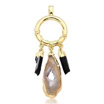 Pingente de geodo e turmalina