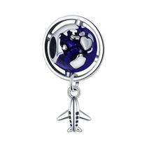 Pingente De Globo Giratório De Balão De Ar Quente Com Estrelas Azuis Brilhantes Em Prata Para