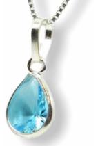 Pingente De Gota Azul Prata Legítima 925