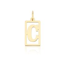 pingente de letra ouro masculino quadrado personalizado 10k