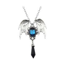 Pingente De Morcego Vampiro Em Cristal Azul, Colar Gótico De Halloween, Joia Punk Com Choker Preto