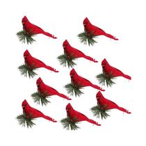 Pingente De Natal Em Forma De Esquilo Fofo, Decoração Suspensa 3D, Pássaros Artificiais Vermelhos,