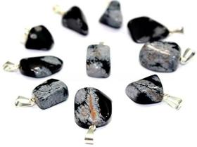 Pingente de Obsidiana Flocos de Neve com Pino Prateado - Atacado (3 Unidades) Pingente de Obsidiana Flocos de Neve com Pino Prateado - Atacado (3 Unidades)