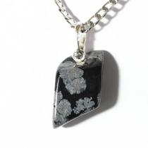Pingente de Obsidiana Flocos de Neve Natural com Pino em Prata 950 - Atacado Pingente de Obsidiana Flocos de Neve Natural com Pino em Prata 950 - Atacado