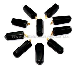 Pingente de Obsidiana Negra com Pino Dourado - 10 Unidades - PP2493 Pingente de Obsidiana Negra com Pino Dourado - 10 Unidades - PP2493