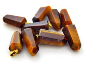 Pingente de Olho de Tigre com Pino e Presilha Dourado - Atacado - 05 Unidades