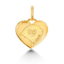 Pingente de Ouro 10k Coração Leve o Rio Grande do Sul no Peito