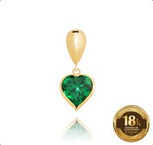 Pingente De Ouro 18k 750 Coração De Zircônia 7mm Verde Esmeralda Pingente De Ouro 18k 750 Coração De Zircônia 7mm Verde Esmeralda