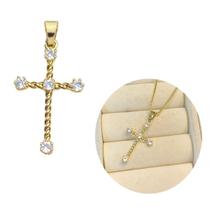 Pingente De Ouro 18K Banhada Cruz Cravejada Zircornia 2cm Pingente De Ouro 18K Banhada Cruz Cravejada Zircornia 2cm