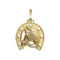 Pingente De Ouro 18k Cavalo Com Ferradura Pequeno