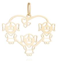 Pingente De Ouro 18k Coração 3 Meninas Filhas Peso 0.4gr 1938661