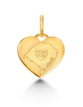 Pingente de Ouro 18k Coração Leve o Rio Grande do Sul no Peito