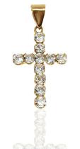 Pingente de Ouro 18K Crucifixo com Pedras