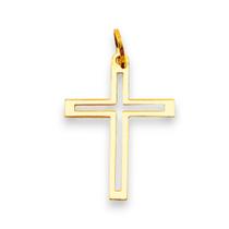 Pingente de ouro 18k cruz crucifixo vazada pequena 2cm