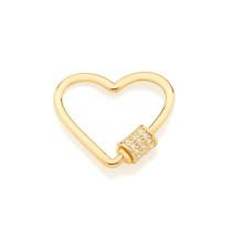 Pingente de ouro 18k feminino coração locker mosquetão zircônias rommanel 542337